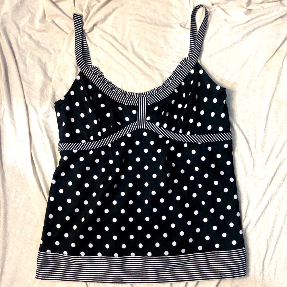 LOFT Polka Dot/Stripe Print Side Zip Tank size 10